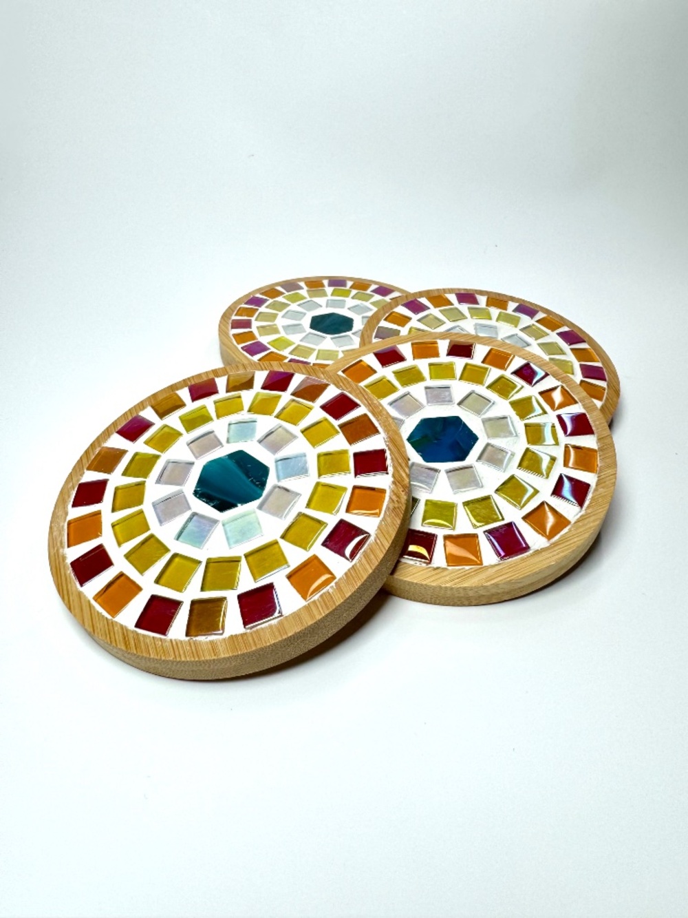 Handmade Mosaic Tile Coasters - Multicolor - Picture 2 of 5